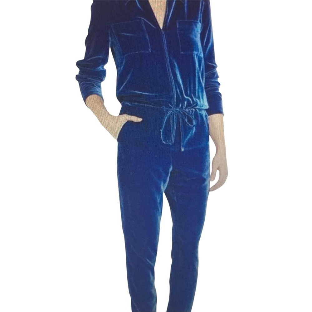 TAMARA MELLON | Royal Blue Silk Velvet Jumpsuit • FULLY SILK LINED • Sz 8